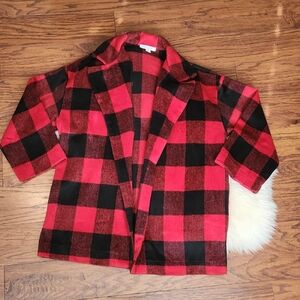 Favlux Fashion Red Buffalo Check Pattern Shacket